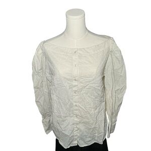 H&M Cream Fitted Button Down Blouse